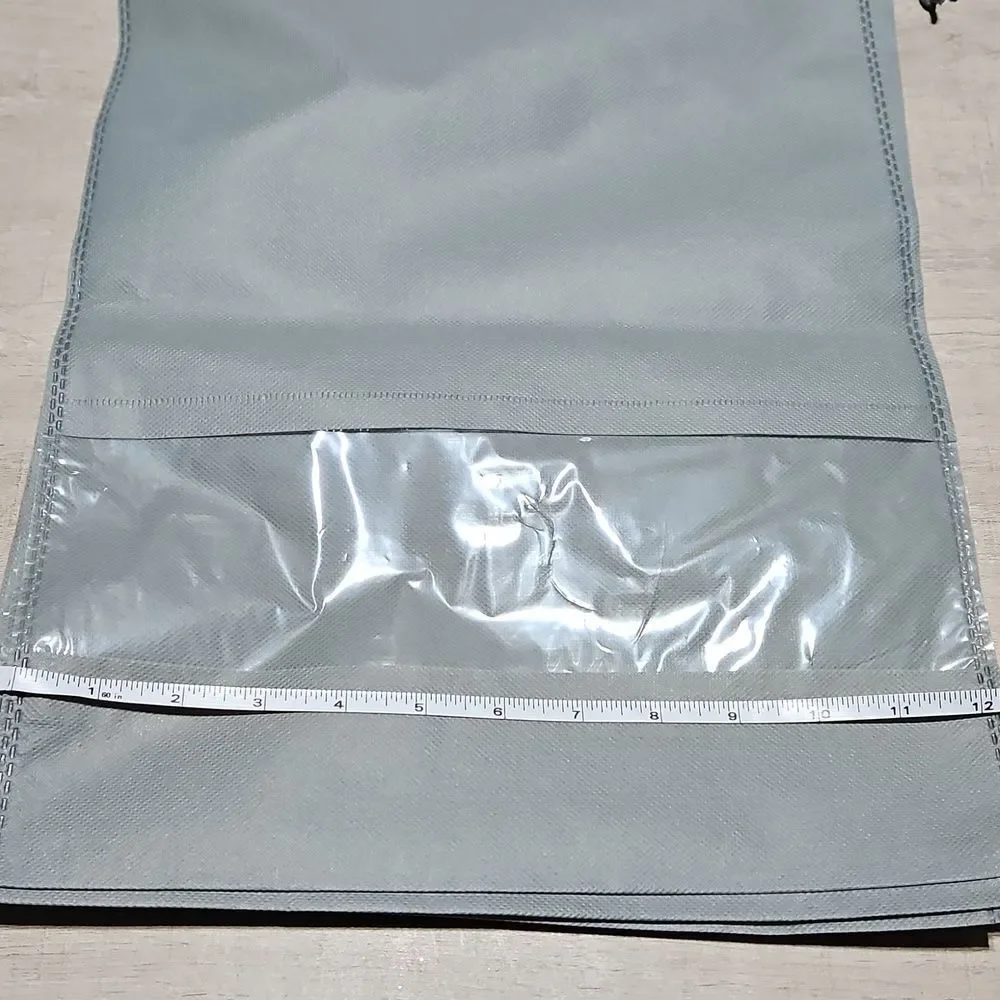 Gray Drawstring Bags with Clear Window For Shoe Storage. 2 Sizes - 8 Total Bags